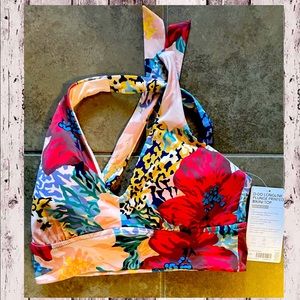 athleta printed longline plunge bikini top bora bora NWT and NWOT